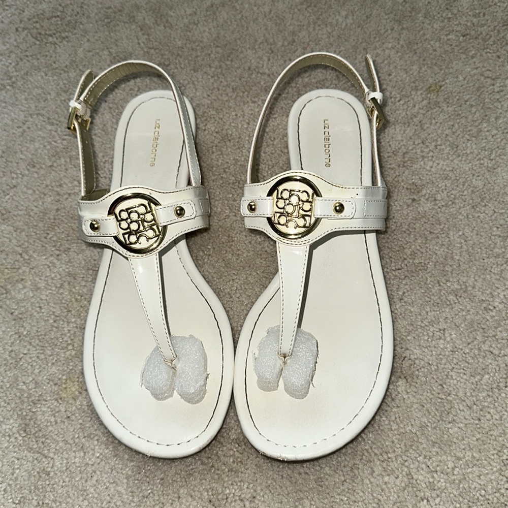 white and gold sandals